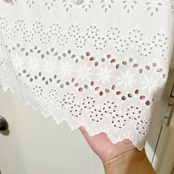 [Madewell] White Tassel Tie Top Eyelet Cutout Scallop Hem Size XSmall - Picture 7 of 11